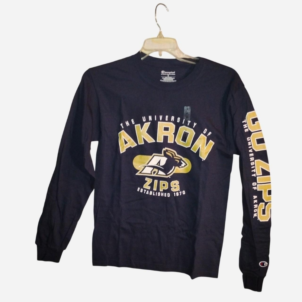 Champion University of Akron Zips Long Sleeve T-Shirt - Blue/Gold - Small